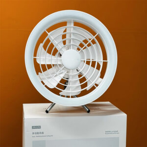 JISULIFE FA17 Rechargeable Fan With LED Light And Table Tripod- White Color